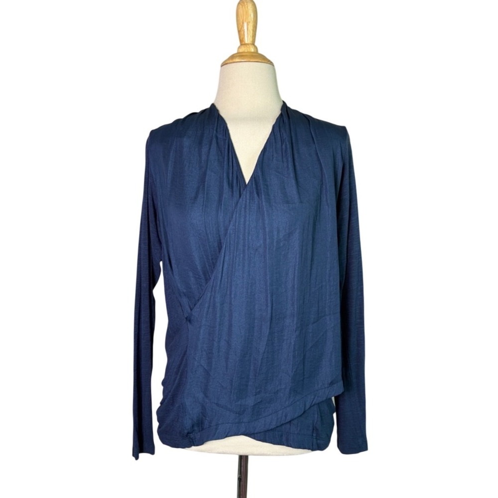 DOLAN Left Coast Collection Small Navy Long Sleeve Crossover Top Lightweight